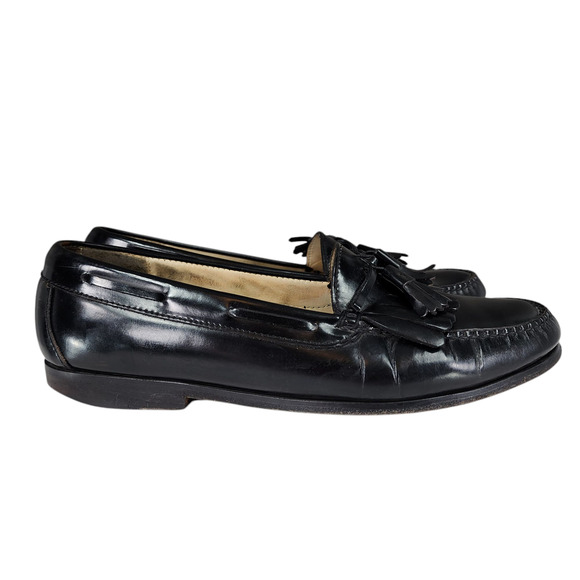 Cole Haan Loafers sz 11D Men Kiltie Fringe Tassels Black Leather Slip On Moc Toe - Picture 2 of 12